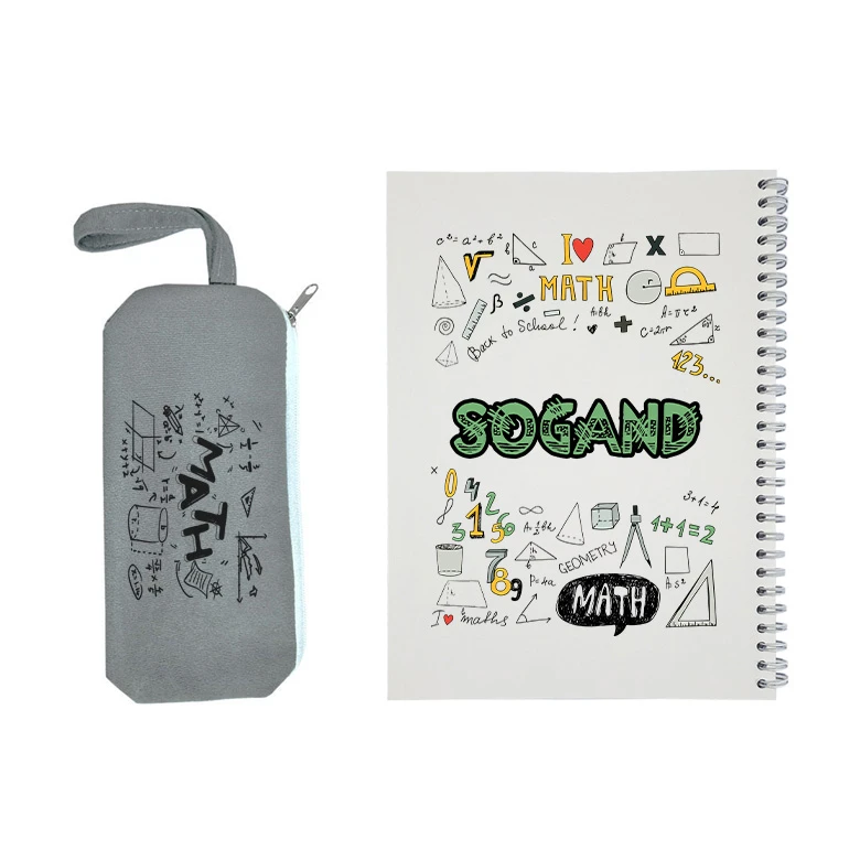 دفتر مشق 50 برگ طرح ریاضی مدل سوگند به همراه جامدادی