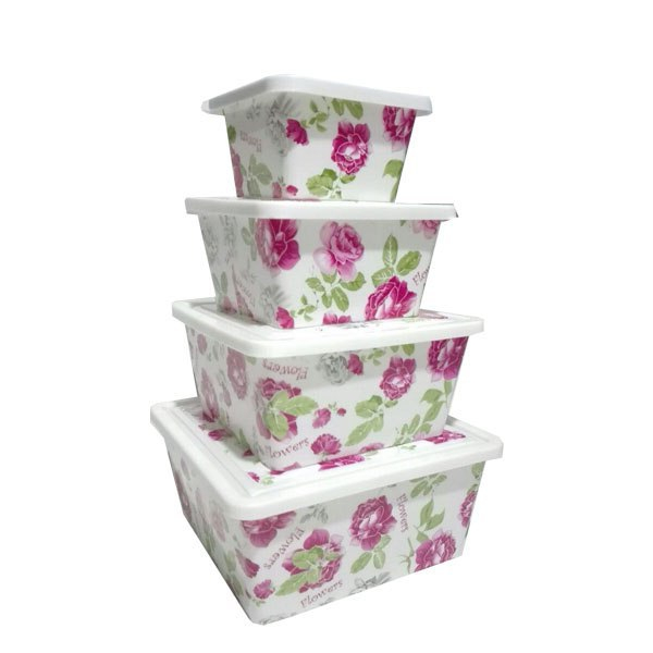 ظرف نگه دارنده طرح گلدار 2 بسته 4 عددی