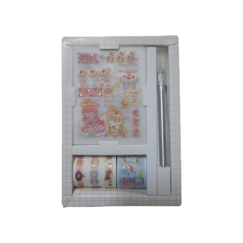 چسب نواری مدل واشی طرح دختر ماجراجو به همراه استیکر و کاتر مجموعه 15 عددی