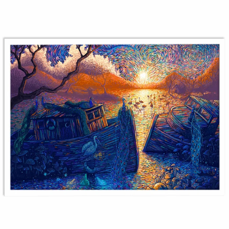 تابلو نوری بکلیت طرح منظره غروب آفتاب مدل W-15497