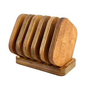 زیر لیوانی مدل چوبی کد zl04 مجموعه 6 عددی به همراه استند