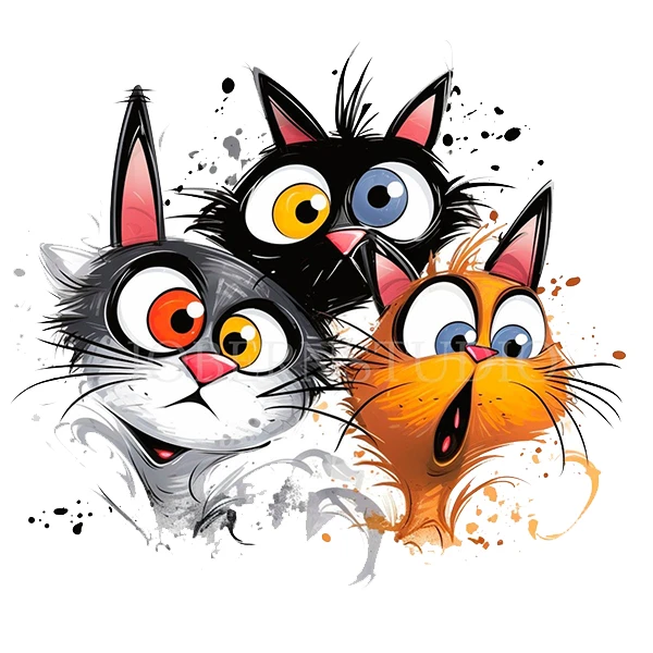 استیکر پارچه و لباس پاد آفرین طرح گربه های بامزه کد 879