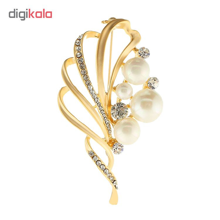 گل سینه طرح برگ و مروارید مدل BRC064G0