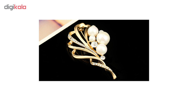 گل سینه طرح برگ و مروارید مدل BRC064G0