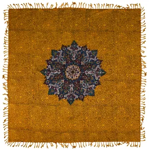 پارچه قلمکار نرگس‌ خانی اعلا طرح ترنج بدون حاشیه متراکم سایز 100 × 100 سانتی‌متر مدل 00- 24