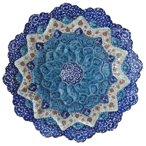 بشقاب مسی مینا کاری مدل چشمه کد 02