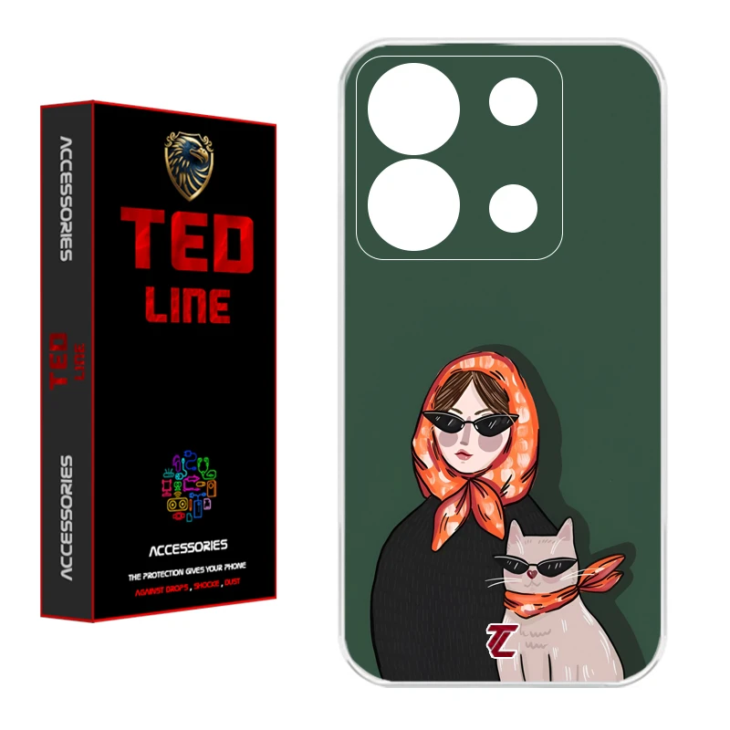 کاور تدلاین طرح دختر و گربه کد 1143 مناسب برای گوشی موبایل شیائومی Redmi Note 13 Pro 5G / Poco X6