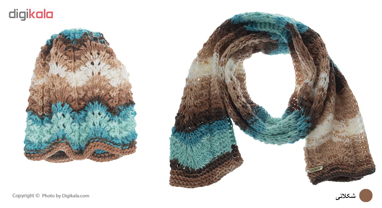 ست شال گردن و کلاه ثمین مدل Waterfall