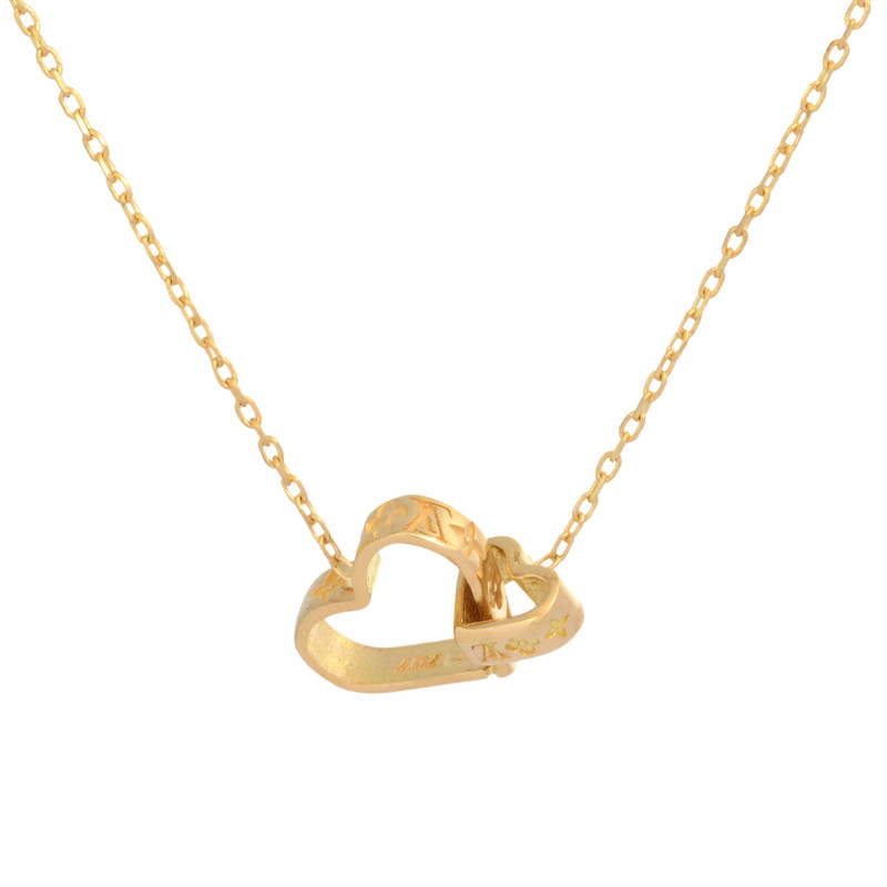 گردنبند طلا 18 عیار زنانه با زنجیر حلقه‌ای (فلامینگو) طلای مستجابی مدل قلب لویس ویتون 2 کد T707