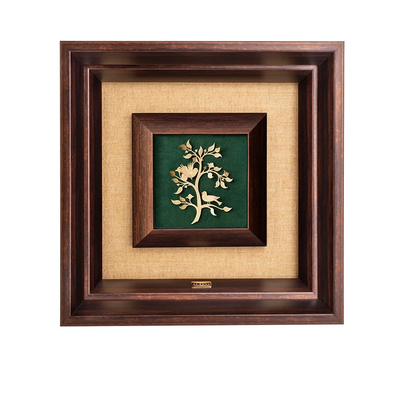 تابلو ورق طلا الون مدل دو بلبل