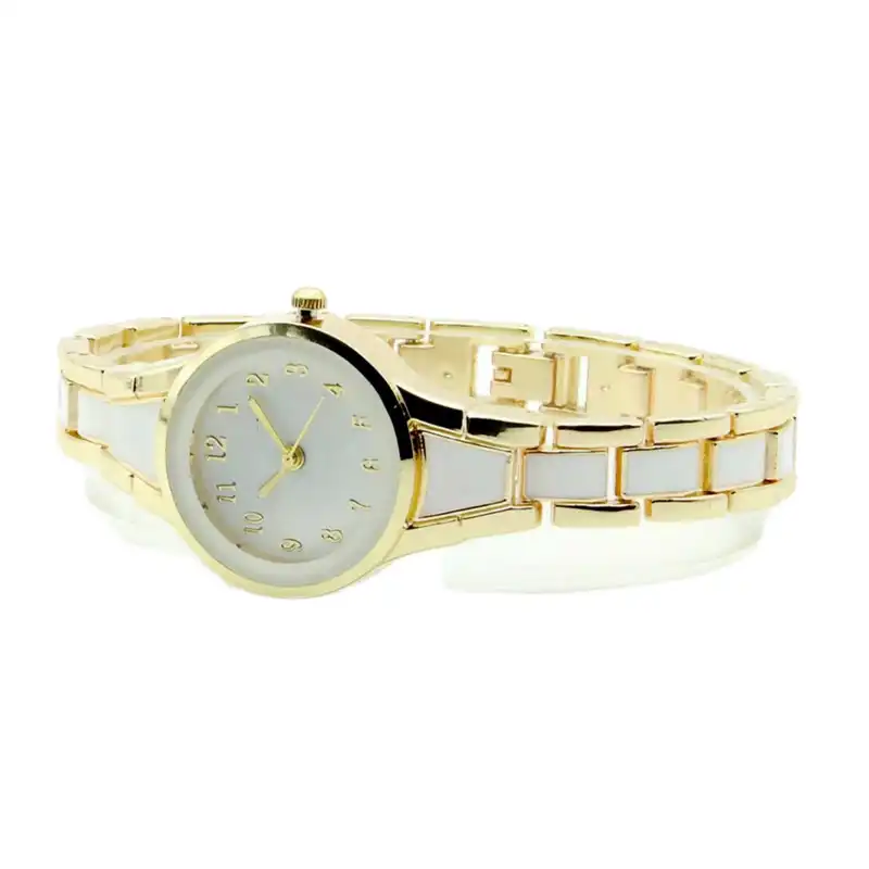 ساعت مچی عقربه ای زنانه مدل بند فلزی طرح سرامیکی