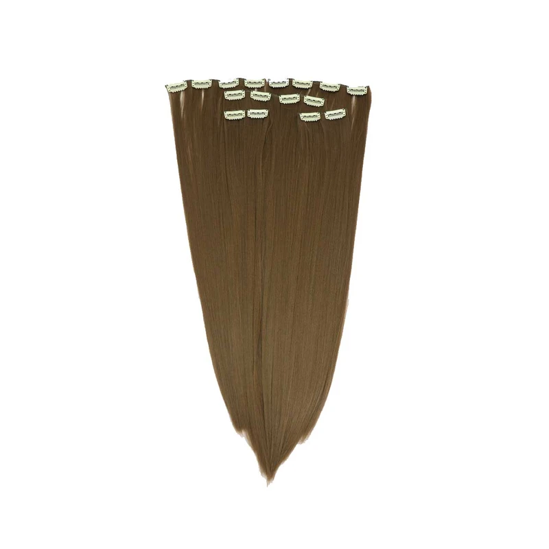 اکستنشن مو کلیپسی صاف شلاقی قهوه ای نیمه روشن stw20c-12