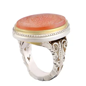 انگشتر نقره مردانه بازرگانی میلادی مدل استاد کاوه خطاطی سوره والعصر سنگ عقیق یمنی کهنه کد Am_2781