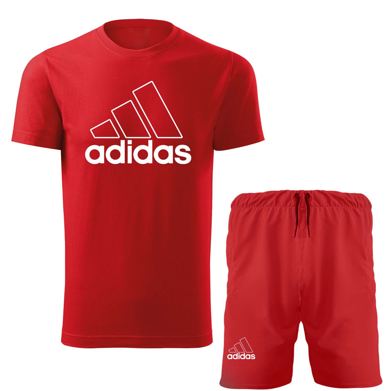 ست تی شرت آستین کوتاه و شلوارک مردانه مدل 14010719 رنگ قرمز
