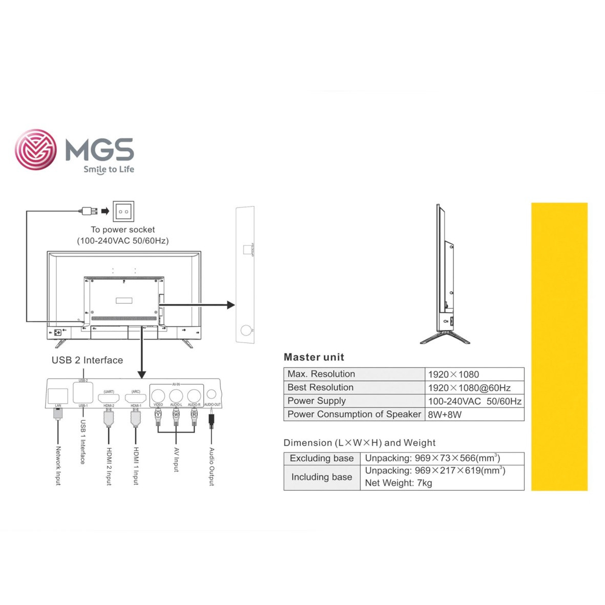 تلویزیون ال ای دی هوشمند ام جی اس مدل M43FB7000W سایز 43 اینچ