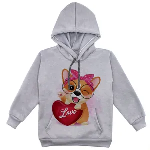 هودی دخترانه مدل سگ عینکی F125 رنگ طوسی