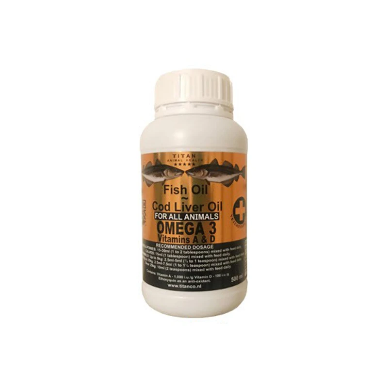 روغن ماهی درمان ریزش مو سگ و گربه تیتان مدل امگا 3 حجم 500 میلی لیتر
