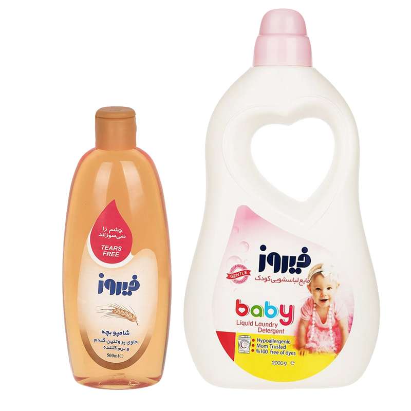 مایع لباسشویی کودک فیروز مدل Baby وزن 2000 گرم به همراه شامپو بچه فیروز