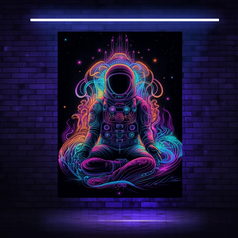 پوستر پارچه ای مدل بک دراپ بلک لایت فضانورد کد FP105118