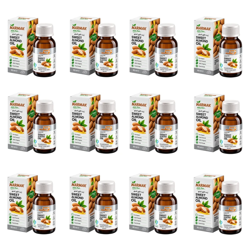 روغن بادام شیرین بدن نرمک مدل Export مناسب برای انواع پوست  حجم 60 میلی‌لیتر مجموعه 12 عددی
