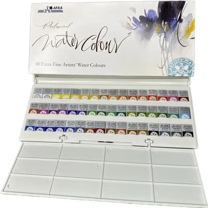 آبرنگ 48 رنگ افرا مدل Half Pans
