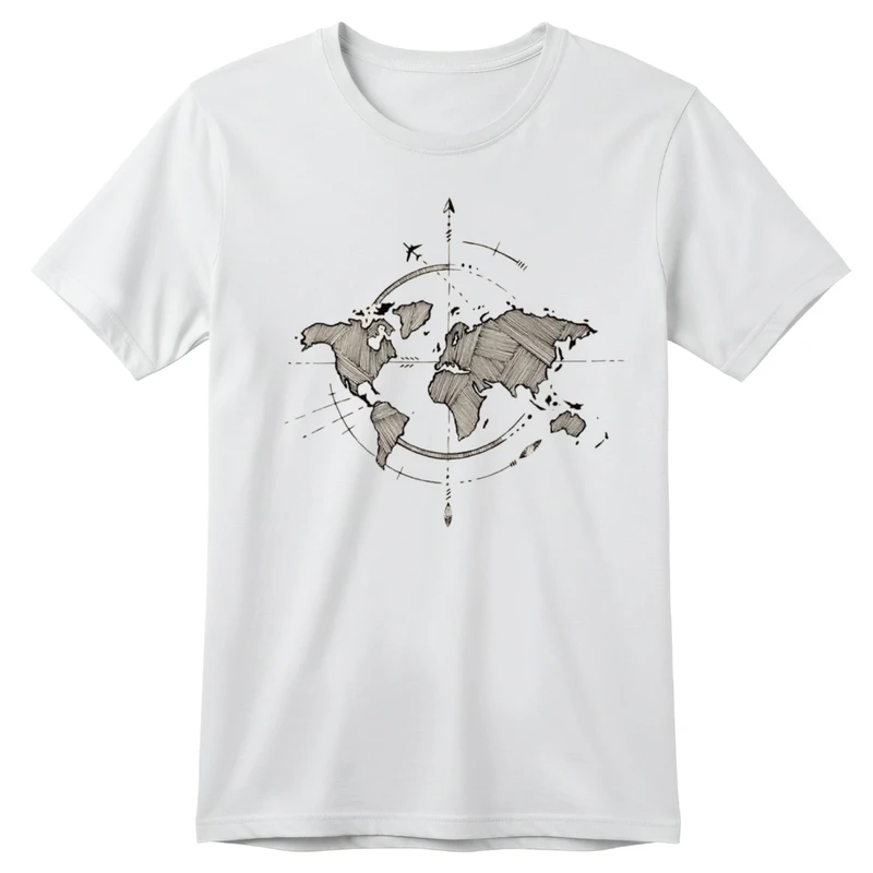 تی‌شرت آستین کوتاه بچگانه مدل نقشه جهان کد p2 