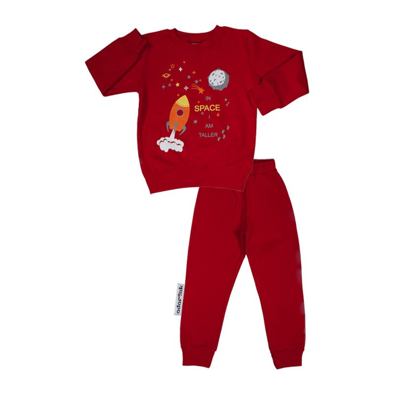 ست سویشرت و شلوار نوزادی آدمک مدل 0011 کد 1100332 رنگ قرمز