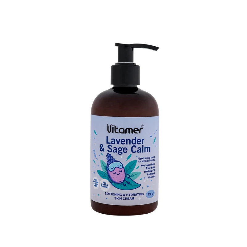 کرم مرطوب‌کننده و آبرسان بدن ویتامر مدل Lavender & Sage Calm مناسب برای انواع پوست حجم 250 میلی‌لیتر