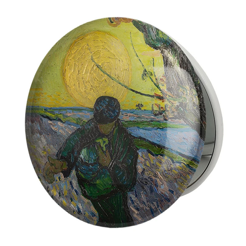 آینه جیبی خندالو طرح کاشت در غروب آفتاب ونسان ونگوگ (Van Gogh) مدل تاشو کد 36820