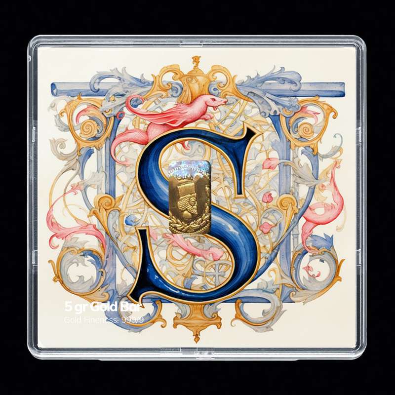 شمش طلا 24 عیار مدوپد مدل حرف S کد SH-10637 شمش طلا 24 عیار مدوپد مدل حرف S کد SH-10637