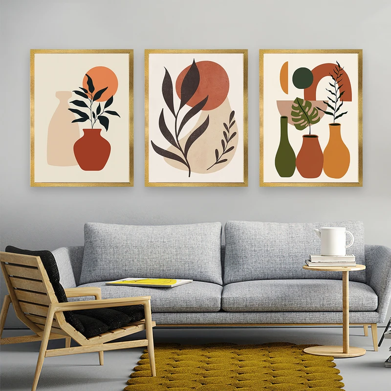 تابلو بکلیت طرح نقاشی مدرن مدل شاین اکلیلی T-688 مجموعه 3 عددی