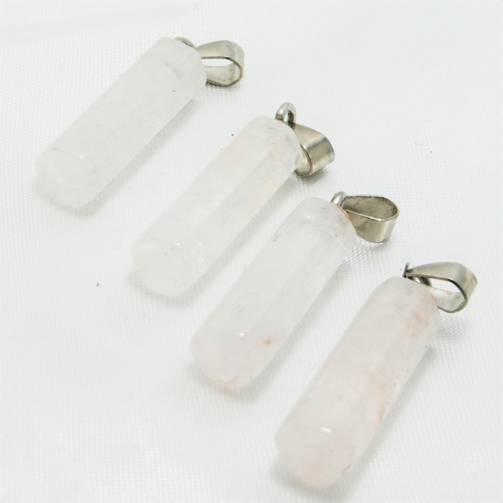 آویز گردنبند مدل استوانه سنگ کوارتز