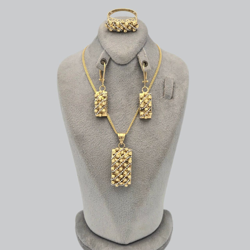 نیم ست طلا 18 عیار زنانه طلا و شمش برلیان مدل 304