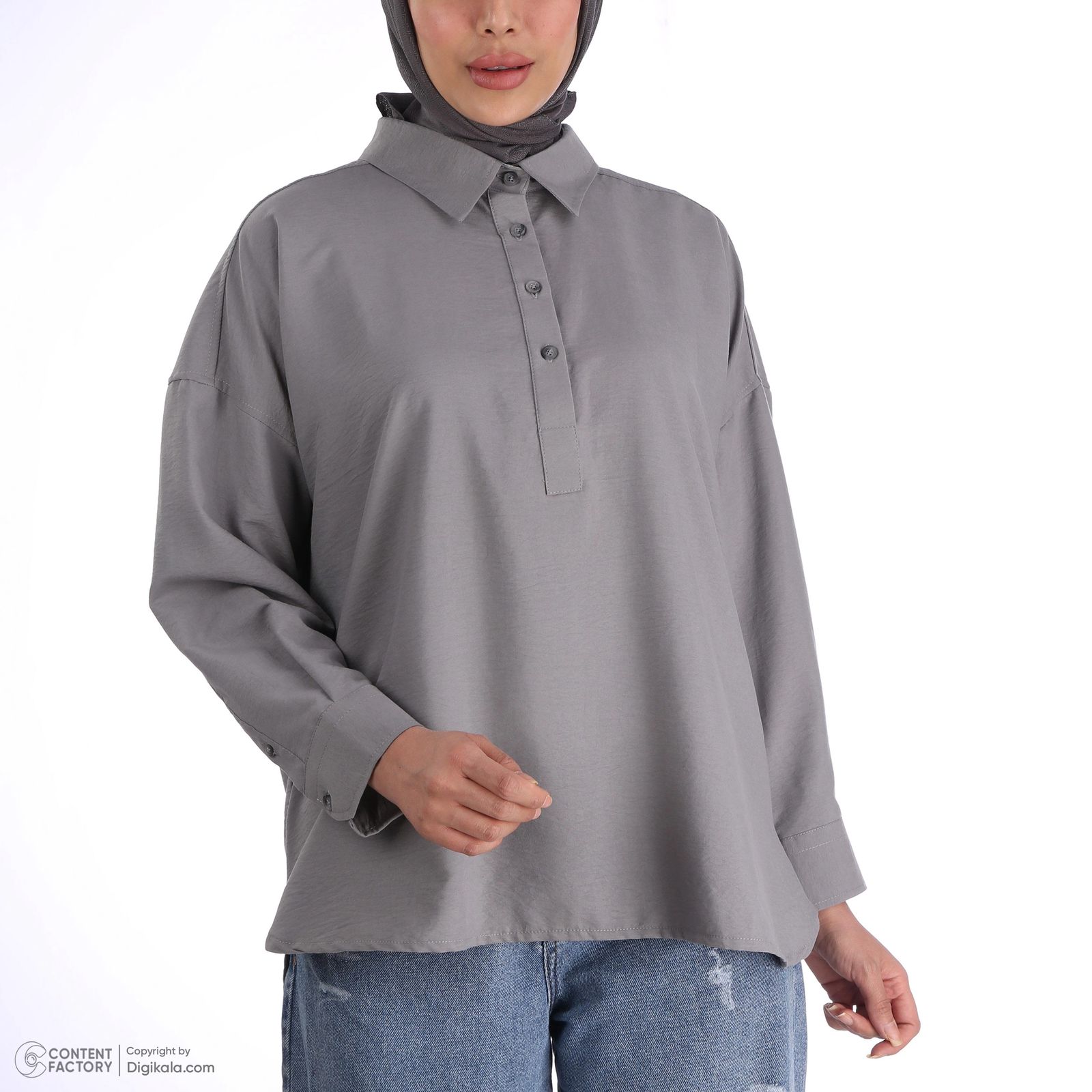تونیک زنانه ایزی دو مدل ژینا رنگ طوسی -  - 9