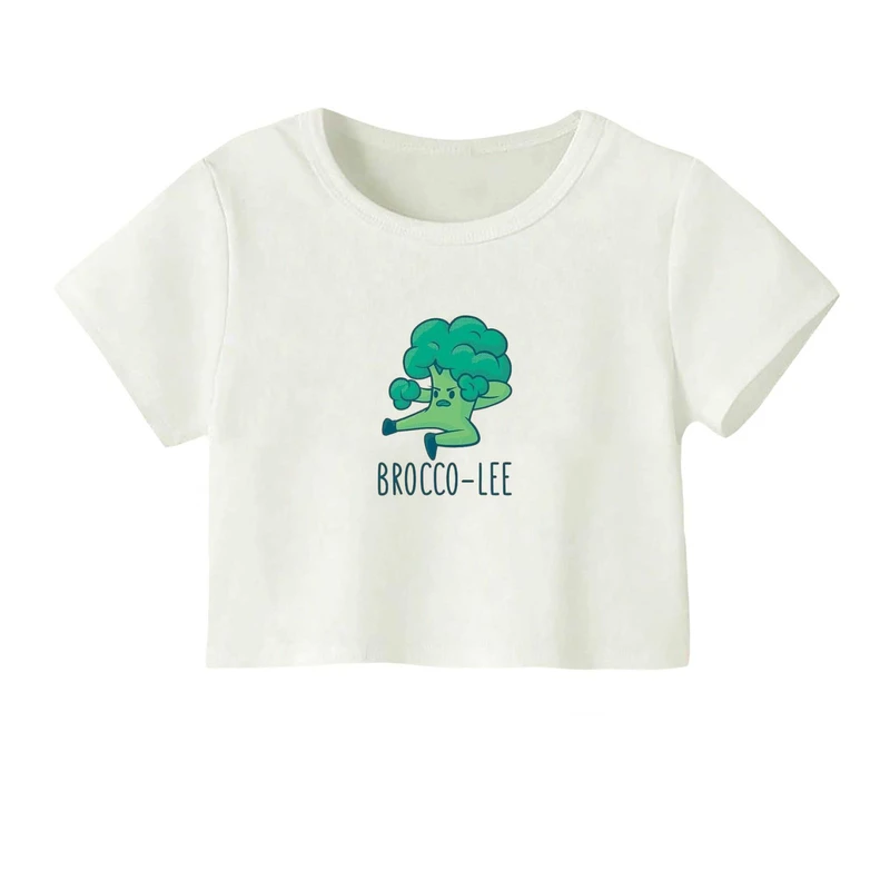 کراپ‌ تی‌شرت آستین کوتاه زنانه مدل بروکلی