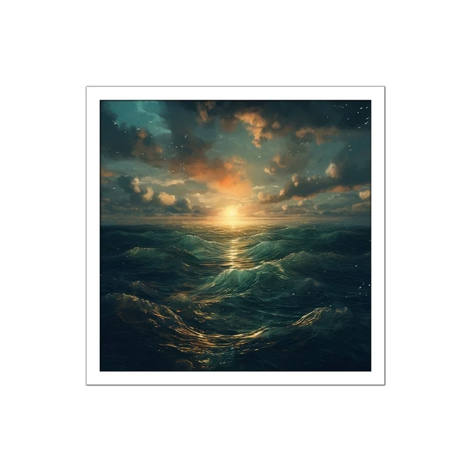 تابلو نوری بکلیت طرح طلوع آفتاب و موج دریا مدل لایت باکس W-MID-20995