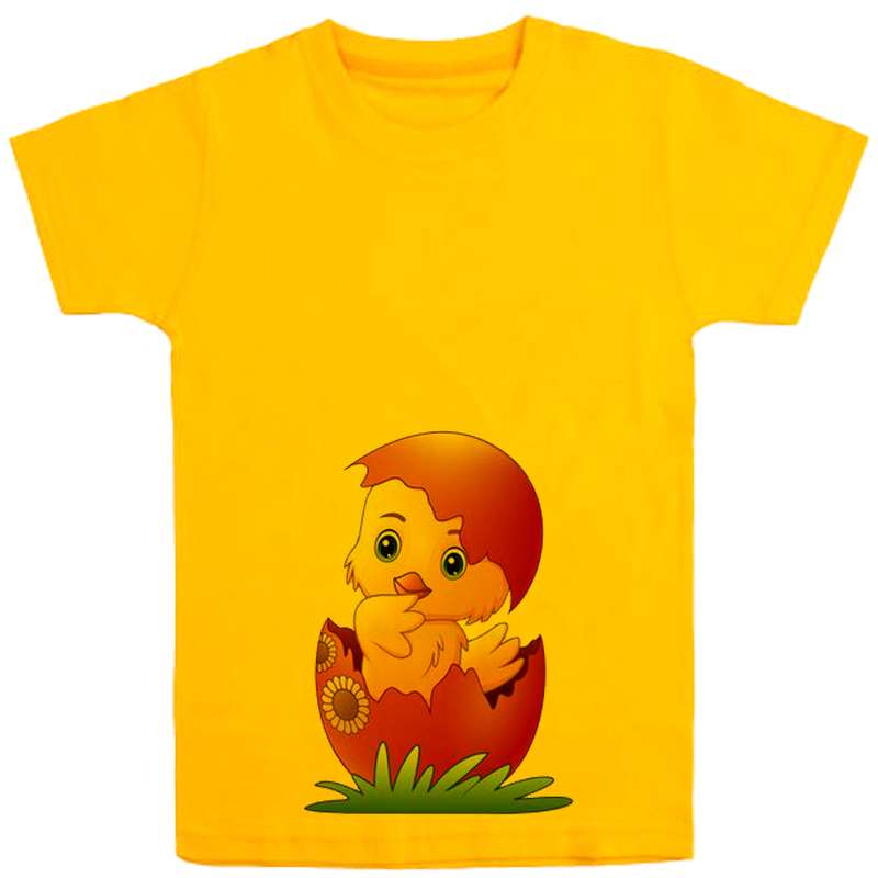 تی شرت آستین کوتاه دخترانه مدل جوجه D16 رنگ زرد