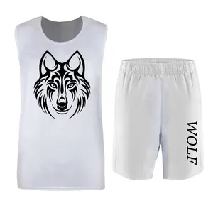 ست تاپ و شلوارک مردانه مدل WOLF کد D02 رنگ سفید