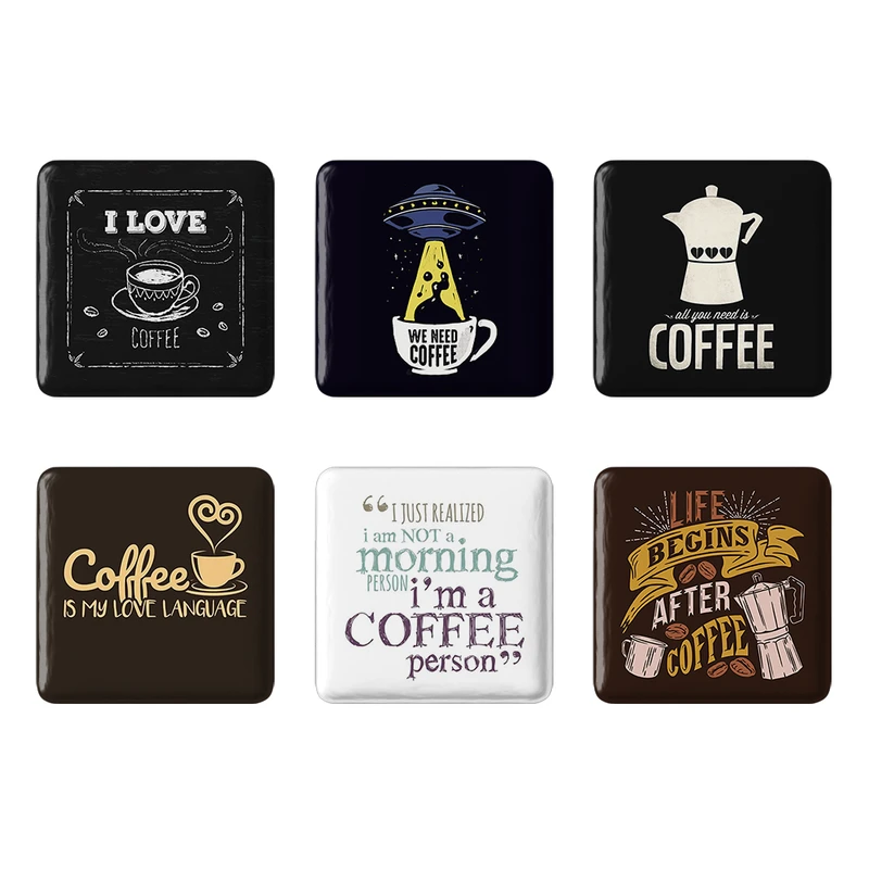 مگنت خندالو طرح قهوه Coffee کد 1334B مجموعه 6 عددی
