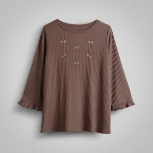 بلوز آستین بلند یقه گرد زنانه ناربن مدل روبان