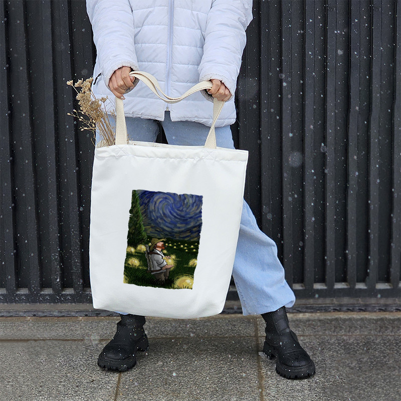 ساک خرید پارچه ای خندالو طرح شب پرستاره ونگوگ مدل توت بگ کد 7005