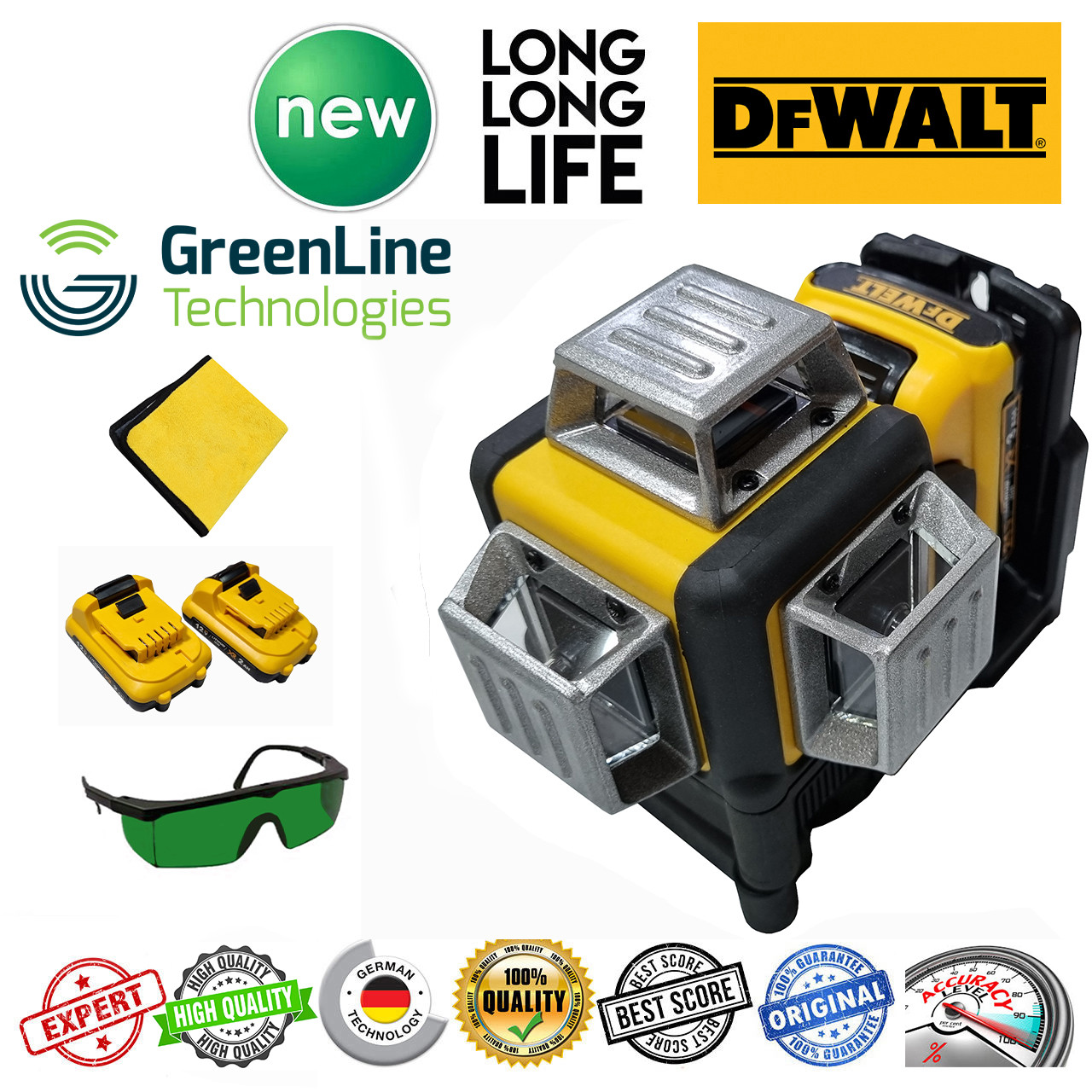 تراز لیزری دی اف والت مدل 3 بعدی نور سبز کد DW-360-3D