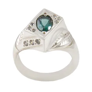 انگشتر نقره مردانه بازرگانی میلادی مدل سنگ کوارتز رکاب دست ساز کد AM_1828