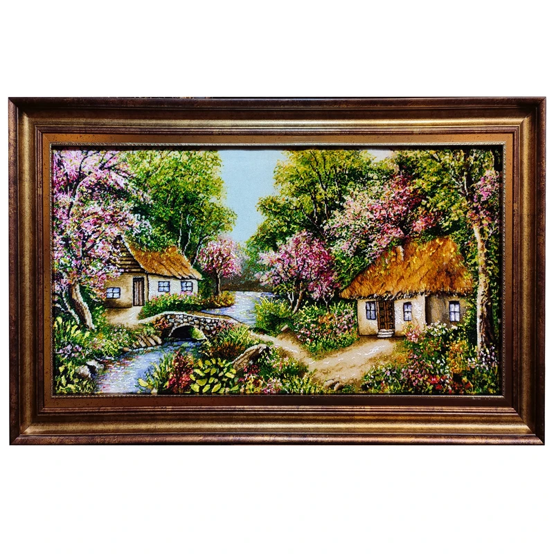 تابلو فرش دستبافت طرح رودخانه جنگلی مدل 90