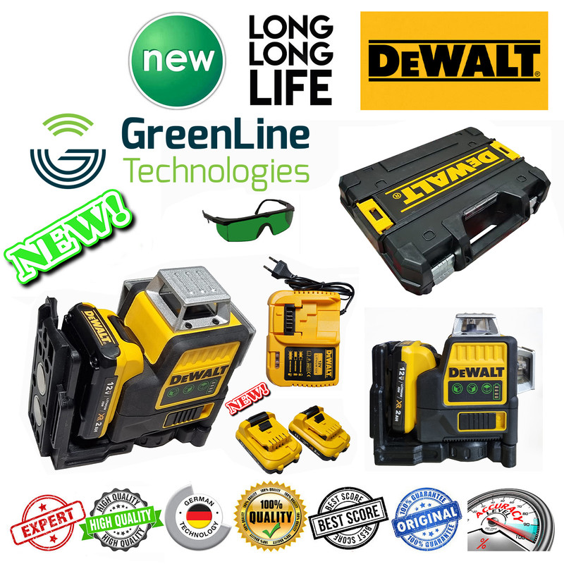 تراز لیزری دیوالت مدل هارد باکس 12 لاین کد 16-360 3D نور سبز