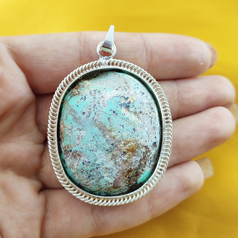 آویز گردنبند نقره زنانه مدل فیروزه نیشابور کد NG2645