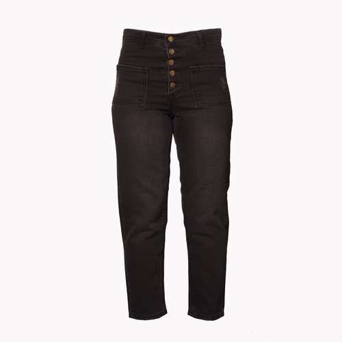 شلوار جین زنانه ویتالیت مدل مام فیت رنگ زغالی