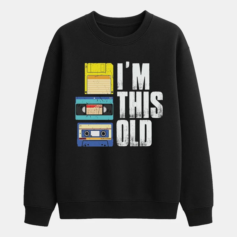 سویشرت مردانه باهرپوش شرق مدل نوار کاست رپی هیپ هاپی من قدیمی هستم z504