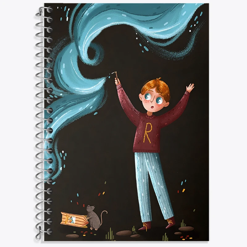 دفتر زبان 50 برگ خندالو مدل سه خط طرح پسر نقاش کد F8218