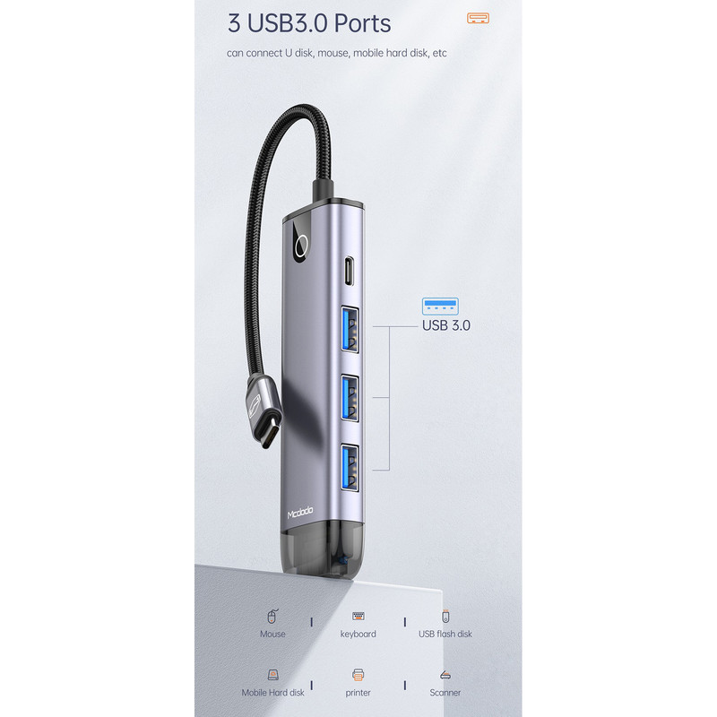 هاب 5 پورت USB-C مک دودو مدل HU-775